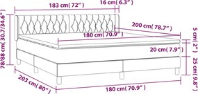 vidaXL Κρεβάτι Boxspring με Στρώμα Μαύρο 180x200 εκ. Βελούδινο