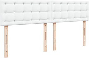 vidaXL Κρεβάτι Boxspring με Στρώμα Λευκό 200x200 εκ. Συνθετικό Δέρμα