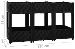 Ζαρντινιέρα 120 x 40 x 71 εκ. από Πολυπροπυλένιο - Μαύρο