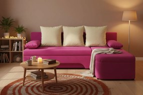 Γωνιακός καναπές Lamor-Ροζ - Λευκό