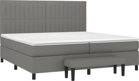vidaXL Κρεβάτι Boxspring με Στρώμα Σκούρο Γκρι 200x200 εκ. Υφασμάτινο