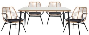 Intrahome Τραπεζαρία Naoki A Intrahome σετ 5 τμχ rattan φυσικό-μαύρο μέταλλο-γυαλί 160x90x78εκ | SKU: INTRAPA-311111864