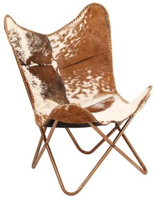 Καρέκλα Πεταλούδα Καφέ και Λευκό από Γνήσιο Δέρμα Κατσίκας - Καφέ