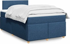 vidaXL Κρεβάτι Boxspring με Στρώμα Μπλε 120x190 εκ. Υφασμάτινο