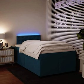 vidaXL Κρεβάτι Boxspring με Στρώμα Μπλε 120x200 εκ. Βελούδινο