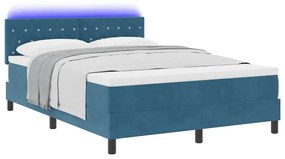 vidaXL Κρεβάτι με ελατήρια με στρώμα Σκούρο Μπλε 160 x 200 cm Βελούδο