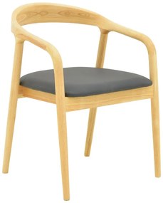 Πολυθρόνα Hogie pakoworld rubberwood σε φυσική απόχρωση με μαύρο pu μαξιλάρι 61x60x76εκ