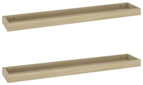 vidaXL Ράφια Τοίχου με Εσοχή 2 τεμ. Δρυς 80 x 15 x 4 εκ. από MDF