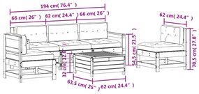 Σαλόνι Κήπου Σετ 6 Τεμαχίων από Μασίφ Ξύλο Πεύκου με Μαξιλάρια - Καφέ