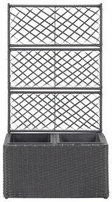 vidaXL Ζαρντινιέρα Υπερυψωμένη+Καφασωτό Μαύρη 58x30x107 εκ. Συνθ.Ρατάν