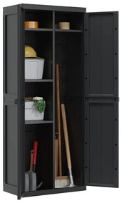 vidaXL Ντουλάπι Αποθ. Εξ. Χώρου Μαύρο 65x37x165εκ. Πολυπροπυλένιο