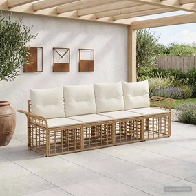 vidaXL Σειρά Καναπέ Εξωτερικού 4 pcs Φυσικό και Κρέμα Λευκό
