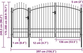 vidaXL Πόρτα Κήπου Woerden Μαύρη Ατσάλινη 1,95x4 μ.
