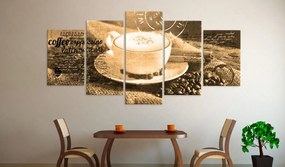 Πίνακας - Coffe, Espresso, Cappuccino, Latte machiato ... - sepia 100x50