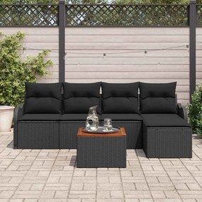vidaXL Σετ Καναπέ Κήπου 6 pcs Μαύρο Σετ πέντε τεμαχίων