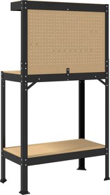 vidaXL Εργαστηριακός πάγκος με ράφι Μαύρο 81 x 41 x 145 εκ.