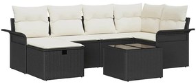 vidaXL Σετ Καναπέ Κήπου 7 pcs Μαύρο και κρεμ 242.5 x 132.5 x 85 εκ.