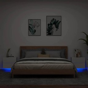 vidaXL Κομοδίνα Επιτοίχια με Φώτα LED 2 τεμ. Λευκά