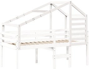 vidaXL Οροφή Κρεβατιού Παιδική Λευκό 188x82x113 εκ. Μασίφ Ξύλο Πεύκου