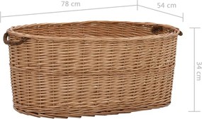 vidaXL Καλάθι Καυσόξυλων με Λαβές Μεταφοράς 78x54x34 εκ. Φυσική Ιτιά