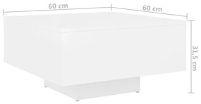 Τραπεζάκι Σαλονιού Λευκό 60 x 60 x 31,5 εκ. από Επεξ. Ξύλο - Λευκό