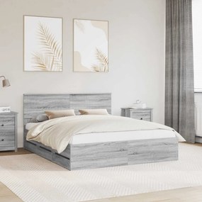 vidaXL Σκελετός Κρεβατιού Γκρίζο Σονομα 160 x 200 cm Μηχανήματος Ξύλο