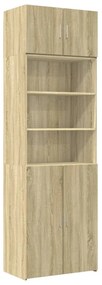 Ραφιέρα με Ντουλάπια Sonoma Δρυς 70x42,5x225 εκ. Επεξ. Ξύλο - Καφέ
