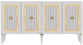 Μπουφές Nora 475OLV1756 150x40x79cm White-Gold Particle Board, Melamine