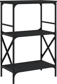 vidaXL Βιβλιοθήκη 3 Επιπέδων Μαύρη 59x35x90,5 εκ. Επεξεργασμένο Ξύλο