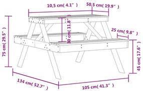 ΤΡΑΠΕΖΙ ΠΙΚΝΙΚ ΛΕΥΚΟ 105 X 134 X 75 ΕΚ. ΑΠΟ ΜΑΣΙΦ ΞΥΛΟ ΠΕΥΚΟΥ 832568