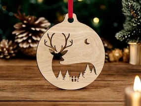 Σετ των 2 Intra απο ξύλο plywood 3mm-4mm πάχος – Ελάφια Χριστουγεννιάτικη Σκηνή Μπιχλιμπίδι 25x30 cm INTRAVECTRY-MY542397