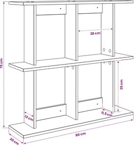 vidaXL Ράφι Τοίχου Επιτοίχιο Γκρι Sonoma 80 x 20 x 75 εκ
