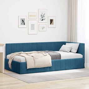 vidaXL Κρεβάτι Γωνίας με κεφαλάρι Μπλε 100 x 200 cm Βελούδο