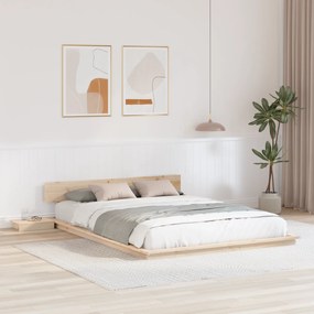 vidaXL Κρεβάτι Πλατφόρμα με Κομοδίνα 160x200εκ Μασίφ Ξύλο
