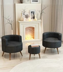 Stewehome Σετ Τσαγιού με Πολυθρόνα &amp;amp; Πουφ 3τμχ μαύρο