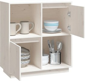 vidaXL Ντουλάπι Λευκό 74 x 35 x 80 εκ. από Μασίφ Ξύλο Πεύκου