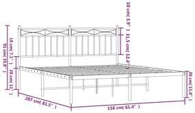 ΠΛΑΙΣΙΟ ΚΡΕΒΑΤΙΟΥ ΜΕ ΚΕΦΑΛΑΡΙ ΛΕΥΚΟ 150 X 200 ΕΚ. ΜΕΤΑΛΛΙΚΟ 373742