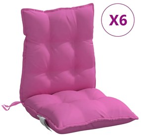 vidaXL Μαξιλάρια Καρέκλας Χαμηλή Πλάτη 6 τεμ. Ροζ Ύφασμα Oxford