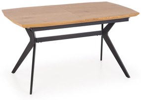 Τραπέζι Houston 1661, Χρυσή βελανιδία, Μαύρο, 76x90x140cm, 41 kg, Επιμήκυνση, Ινοσανίδες μέσης πυκνότητας, Μέταλλο | Epipla1.gr