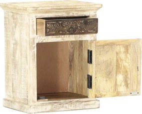 vidaXL Κομοδίνο Λευκό 40x30x50 εκ. από Μασίφ Ξύλο Μάνγκο