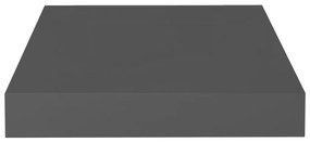 Ράφια Τοίχου Γυαλιστερά Μαύρα 2 Τεμάχια 23x23,5x3,8 εκ. MDF - Γκρι