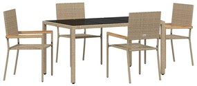 vidaXL Σέτ φαγητού για κήπο 5 pcs Μπεζ συνθετικό ρατάν