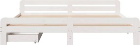 vidaXL Σκελετός Κρεβ. Χωρίς Στρώμα Λευκό 200x200 εκ Μασίφ Πεύκο