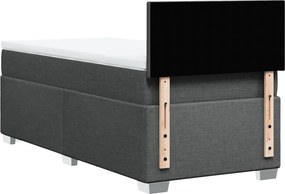 vidaXL Κρεβάτι Boxspring με Στρώμα Σκούρο Γκρι 100x200 εκ. Υφασμάτινο