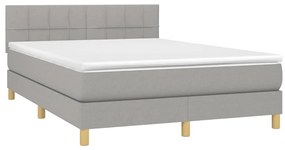 vidaXL Κρεβάτι Boxspring με Στρώμα &amp; LED Αν.Γκρι 140x200 εκ Υφασμάτινο