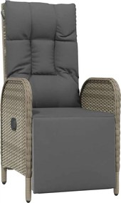 vidaXL Σετ Τραπεζαρίας Κήπου 9 τεμ. Γκρι Συνθ. Ρατάν με Μαξιλάρια