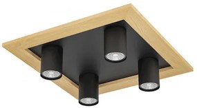 Eglo Valcasotto Κλασική Μεταλλική Πλαφονιέρα Οροφής με Ντουί GU10 σε Μαύρο χρώμα 37cm 900435
