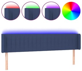 vidaXL Κεφαλάρι Κρεβατιού LED Μπλε 203x16x78/88 εκ. Υφασμάτινο