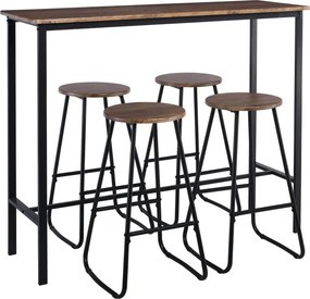 PUB Set Bar Τραπέζι + 4 Σκαμπό, Μέταλλο Βαφή Ανθρακί - Antique Brown   1τμχ