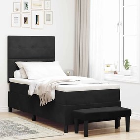 vidaXL Κρεβάτι με ελατήρια με στρώμα Μαύρο 80 x 200 cm Βελούδο